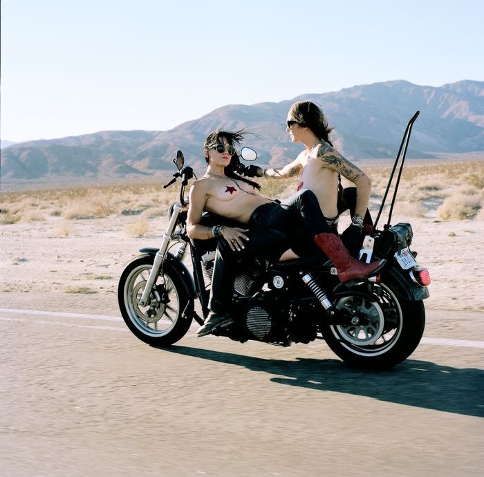 Girls on a motorcycle in Glasgow